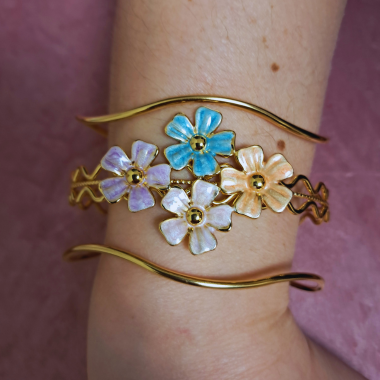 Bracciale Rigido Con Fiori Colorati